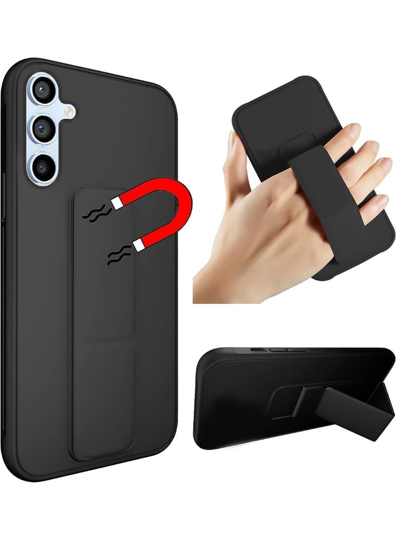 3-in-1 Magnetic Wrist Strap Hand Grip Stand Back Case Cover for Samsung Galaxy A55 Black - Image 1